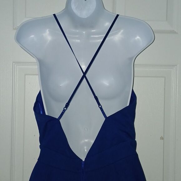 Trac royal blue high low open criss cross open back semi formal dress SZ L NWOT - Picture 6 of 9